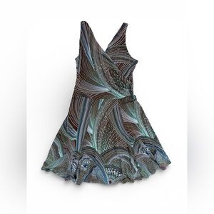 Tori Richard Brown and Blue Swirl Mini Dress